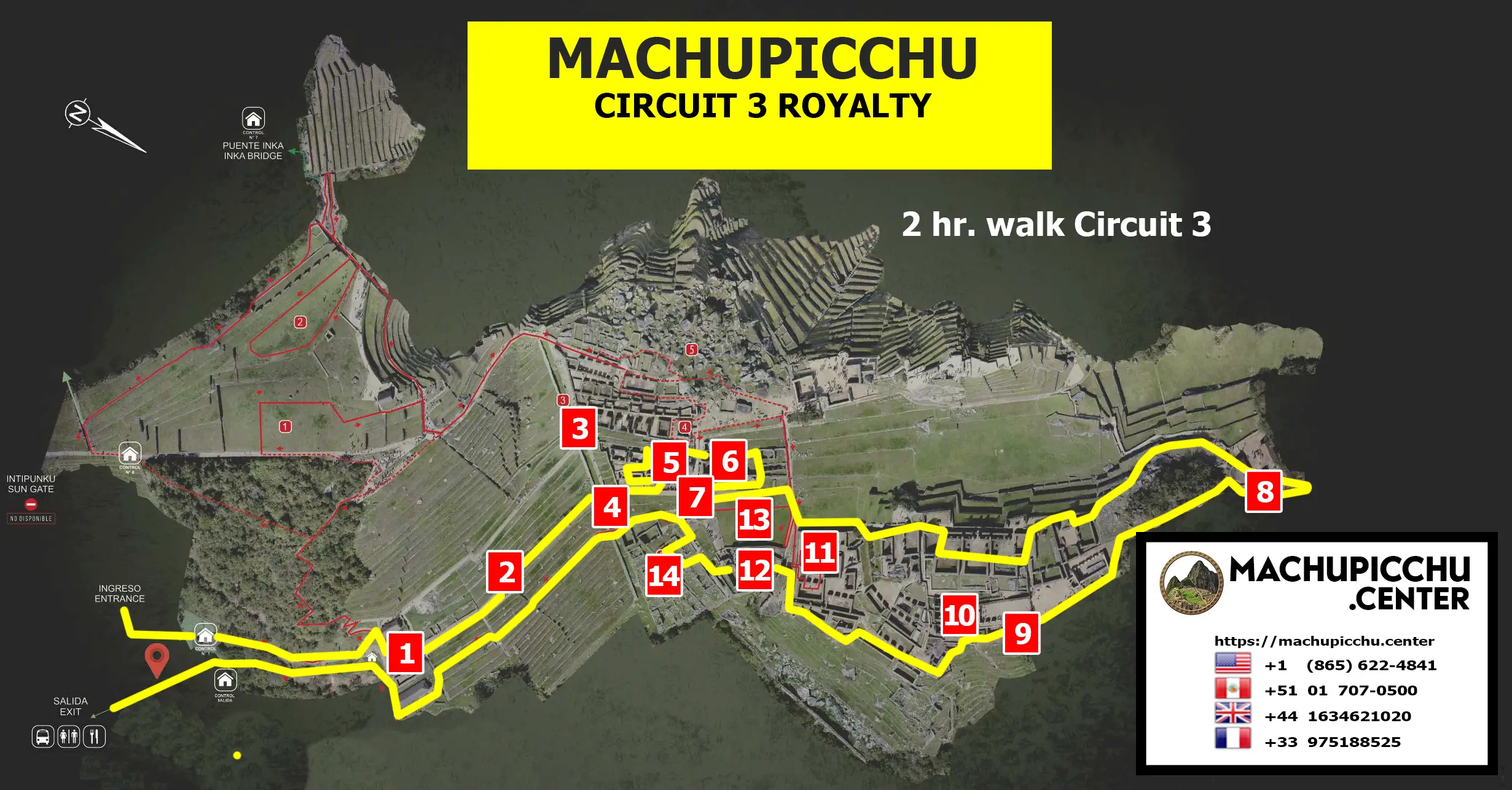 Map of Machu Picchu Circuit 3 route